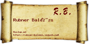 Rubner Balázs névjegykártya